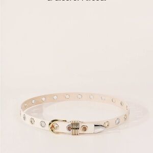 DÉHANCHE Hollyhock Rivet Mixed Metal Belt, Size L Ivory & Silver & 24K Gold NWT